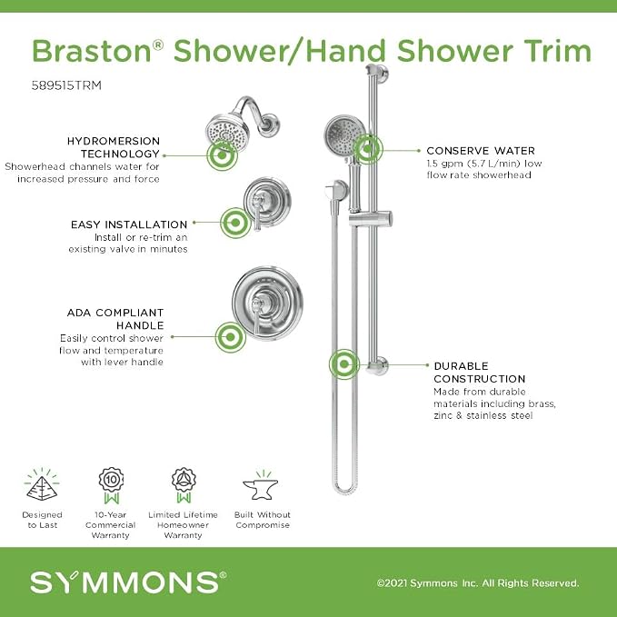 Symmons Braston HydroMersion Double Handle Shower Trim Kit - Image 4