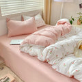Nayoroom Pink Floral Duvet Cover Full Size Coquette Tulip Printed on White by Nayoroom
