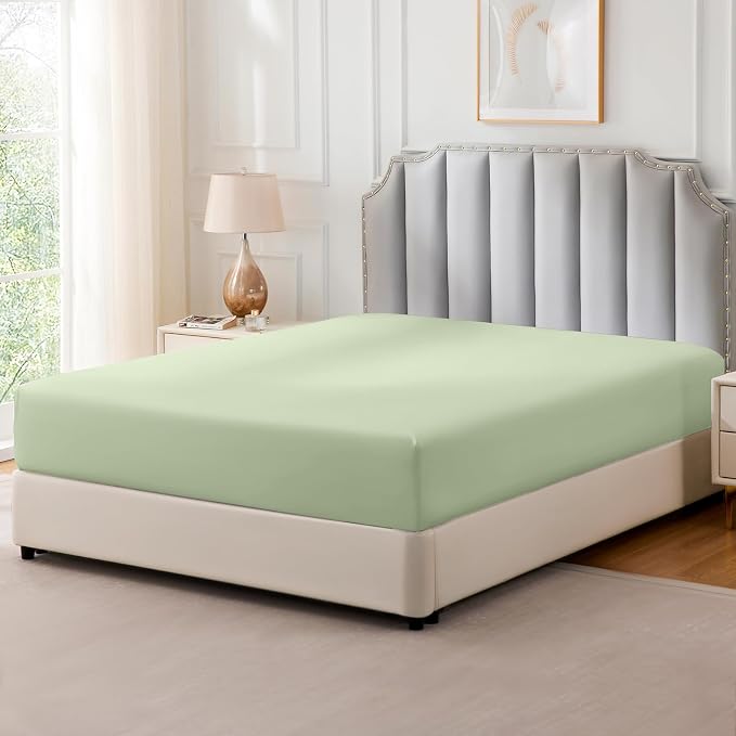 FreshCulture Pure Cotton Fitted Sheets Queen Size, 300 Thread Count Percale - Image 8