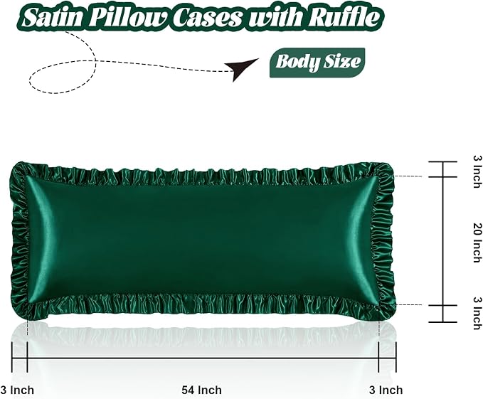 Homiest Ruffle Satin Body Pillow Cover, Silky Satin Body Pillowcase - Image 3