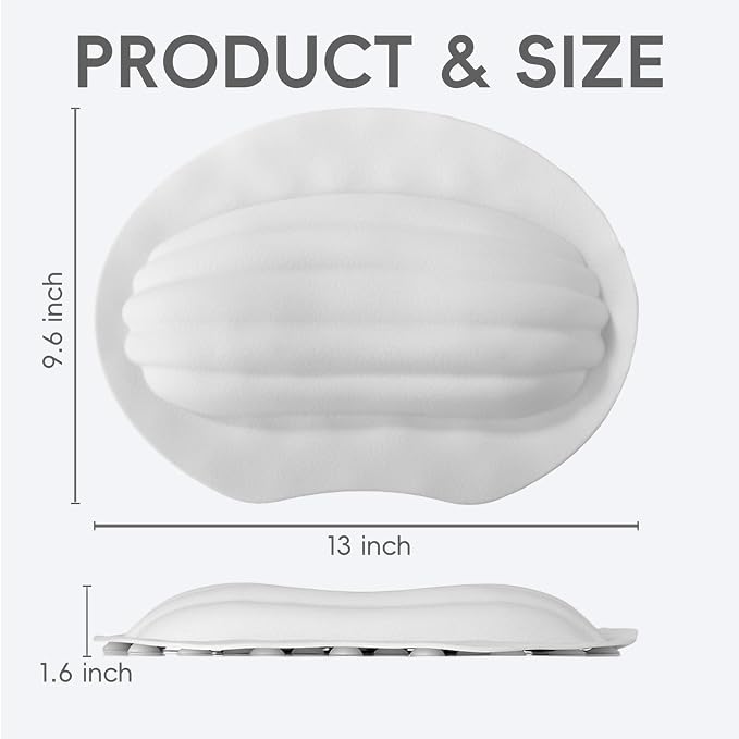 Small Bath Tub Neck Pillow, TPE Waterproof Suction Cups Bathtub Neck Pillow & - Image 3