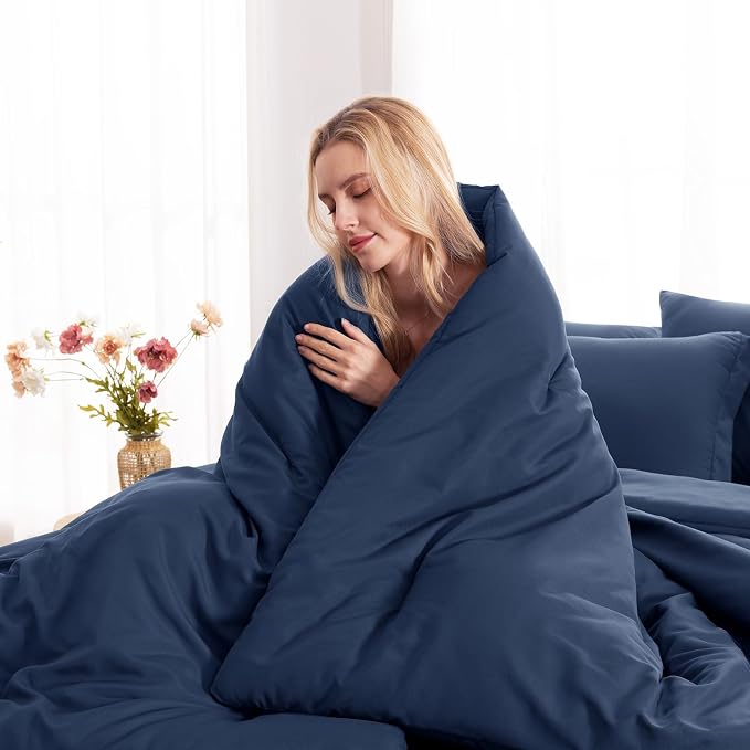 CozyLux King Size Comforter Set Navy Blue, 7 Pieces Bed in a Bag King Comforter - Image 9