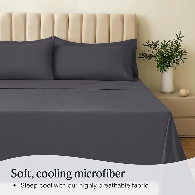 LuxClub 5 PC Split King Sheet Set Sheets Deep Pockets 18" Eco Friendly Wrinkle - Image 3