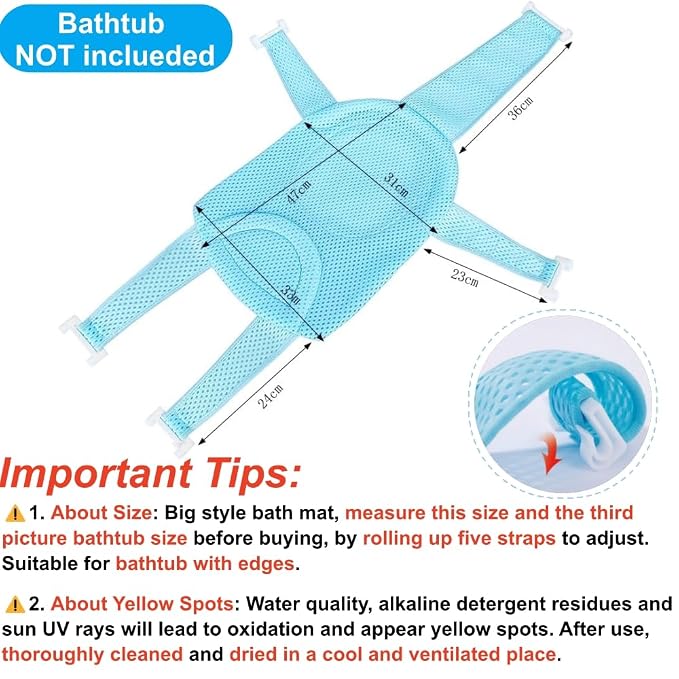 Baby Bath Support Mesh Pad Newborn Bath Tub Seat Net Non-Slip Baby Tub Mat - Image 2