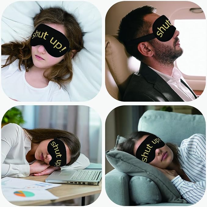 Shut Up Sleep Mask Eye Mask Slogan Black Golden Yellow Sleep Mask Light - Image 5