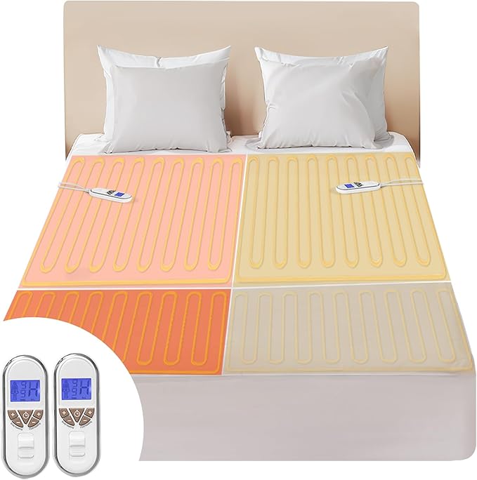 Bwarm Premium Multi-Zone Electric Heated Mattress Pad Queen Size, Dual by Bwarm
