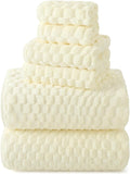 REDKISS Cream Microfiber Towels Set of 6-35x70 Inches Oversized Bath Sheets by REDKISSOnline