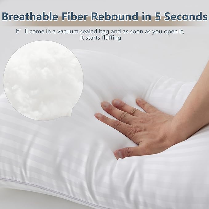 CozyLux Pillows Queen Size Set of 4, Cooling Hotel Quality Bed Pillows - Image 4