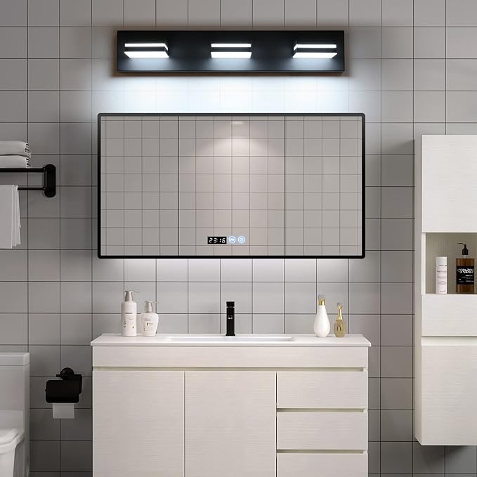 SineRise LED Modern Bathroom Vanity Light Fixtures, Dimmable Matte Black Modern - Image 5