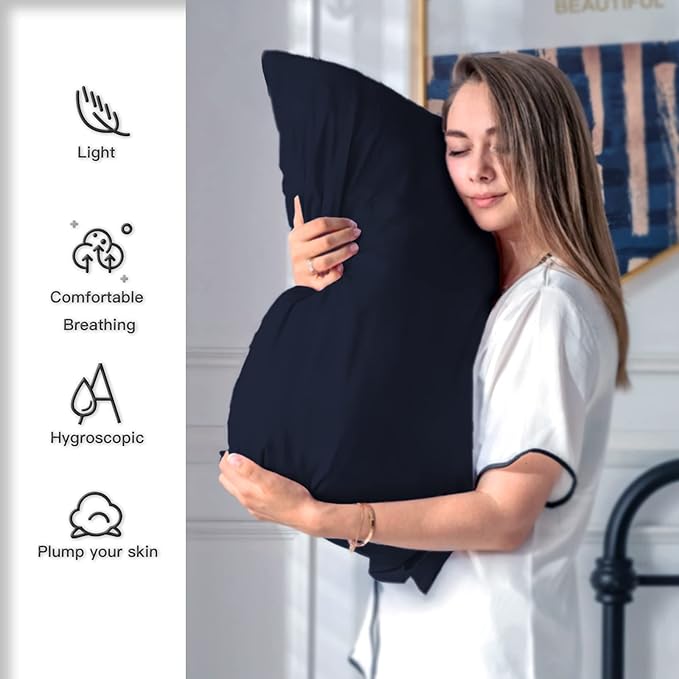 Silk Pillow Cases 2 Pack, Soft Breathable and Sliky Queen Size Pillow Cases Set - Image 3