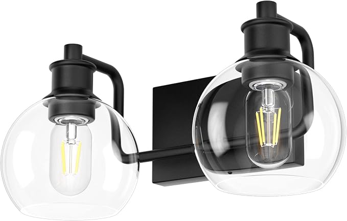 Tipace 2 Lights Industrial Bathroom Vanity Light Fixtures Over Mirror Black - Image 8
