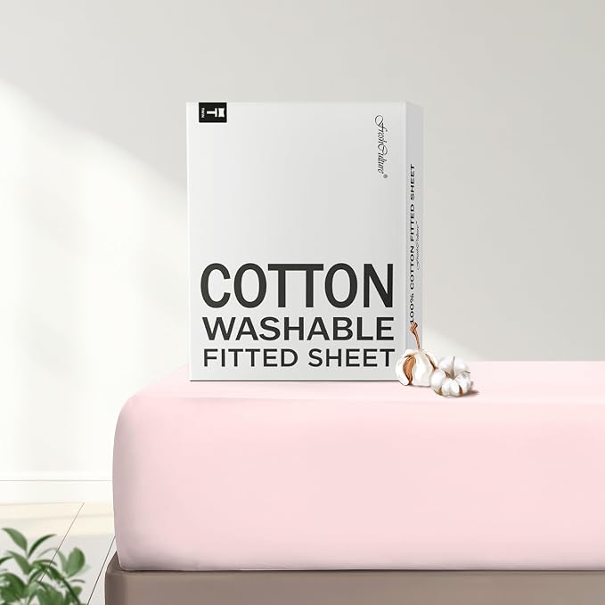 FreshCulture Pure Cotton Fitted Sheets Queen Size, 300 Thread Count Percale by FreshCulture
