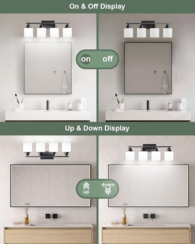 Sailstar Vanity Light Fixtures, Matte Black, Over Mirror, Modern Bathroom Light - Image 3