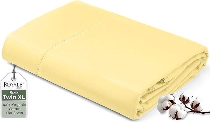 Royale Linens 100% Organic Cotton Twin XL Flat Sheet Only by ROYALELINENS
