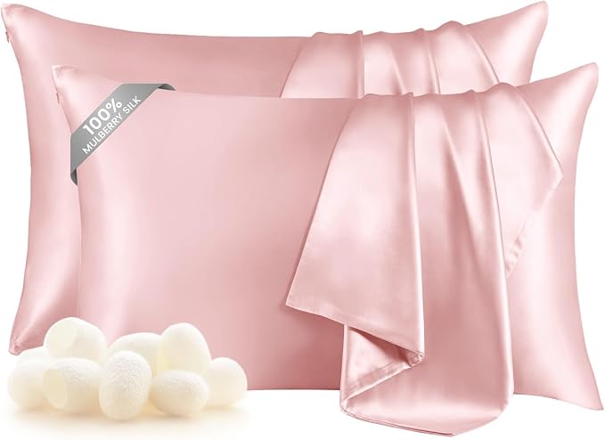 THXSILK Set of 2 Mulberry Silk Zipper Pillow Cases by THXSILK