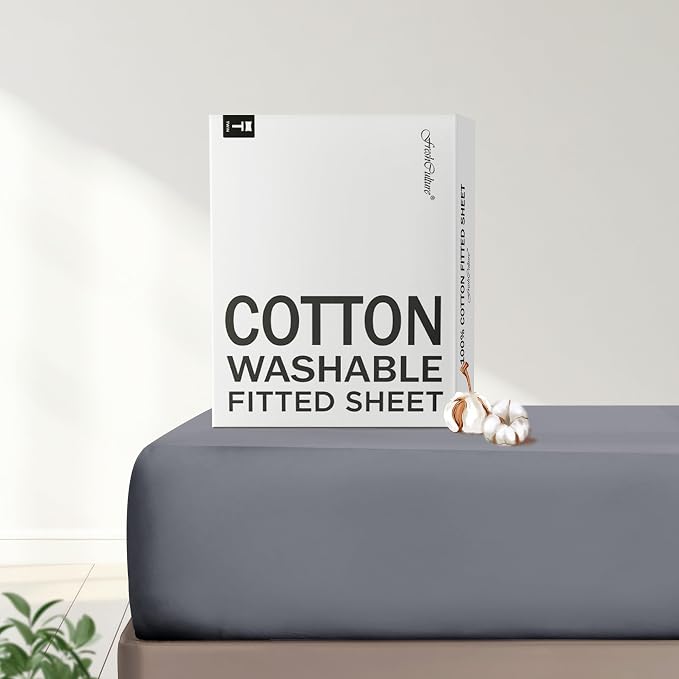 FreshCulture Pure Cotton Fitted Sheets King Size, 300 Thread Count Percale by FreshCulture