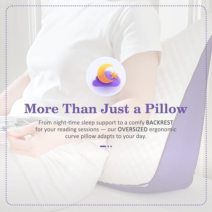 HOMELAB Adjustable Shredded Memory Foam Curve Pillow Queen Size 29"x19" - Image 6