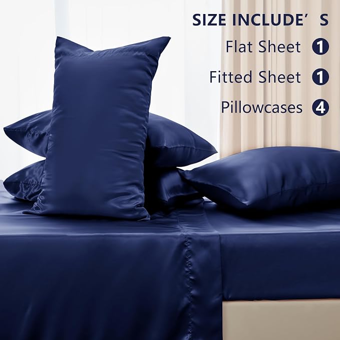 CozyLux Satin Sheets King Size Sheet Set - Image 6