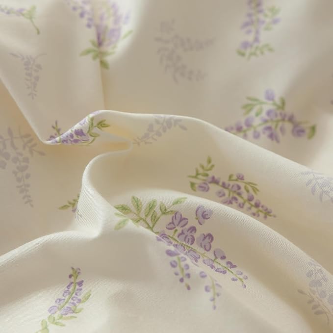 mixinni Lavender Flower Duvet Cover Queen Cotton Teenage Girls Flower Leaf - Image 7