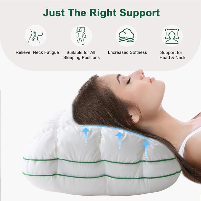 YOUR MOON Fluffy Support Bed Pillow Standard Size, Super Soft Premium - Image 7