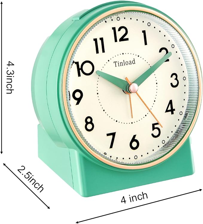 Tinload 4.3" Retro Analog Alarm Clock, Vintage Decor, No Ticking Silent - Image 4