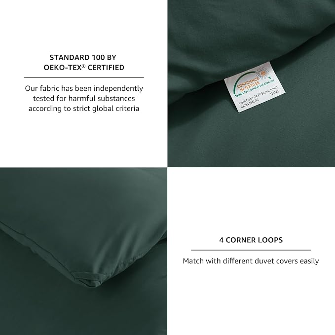 CozyLux Queen Comforter Set Forest Green, 3 Pieces Solid Comforters Queen Size - Image 4
