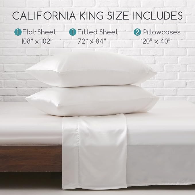 MR&HM Satin Bed Sheets, California King Size Sheets Set - Image 7