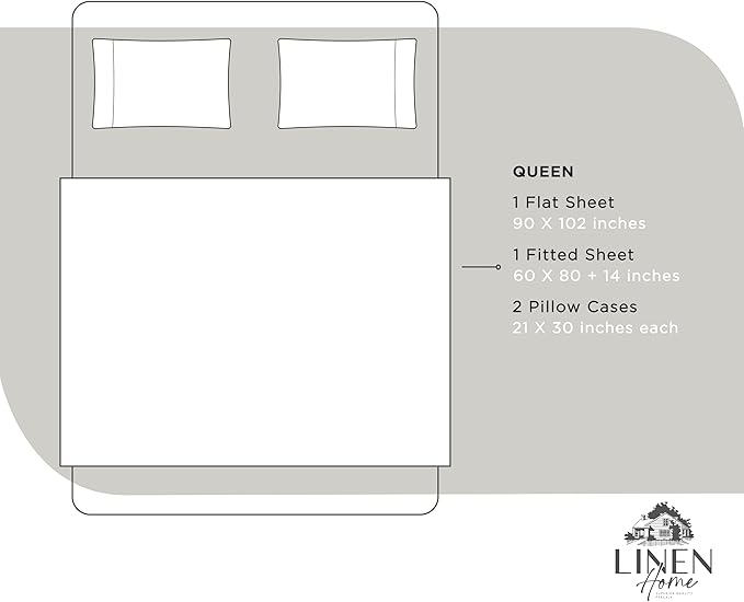 Linen Home 100% Cotton Percale Sheets Queen Size, Deep Pocket, 4 Pieces Set - Image 6