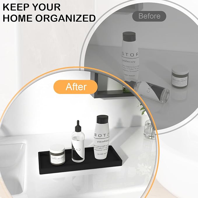 Bathroom Vanity Tray, 7.8 x 3.9 Inch Silicone Bathroom Tray Countertop - Image 4