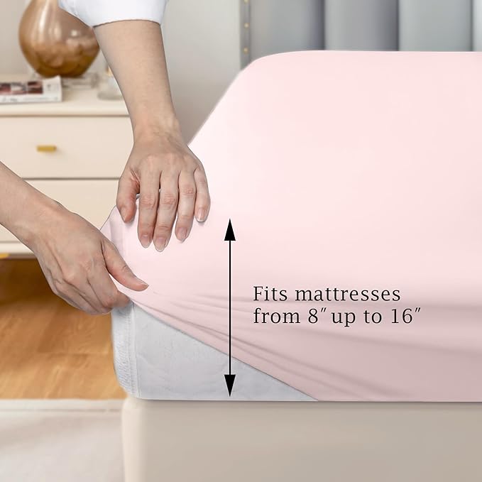 FreshCulture Pure Cotton Fitted Sheets Twin XL Size, 300 Thread Count Percale - Image 3