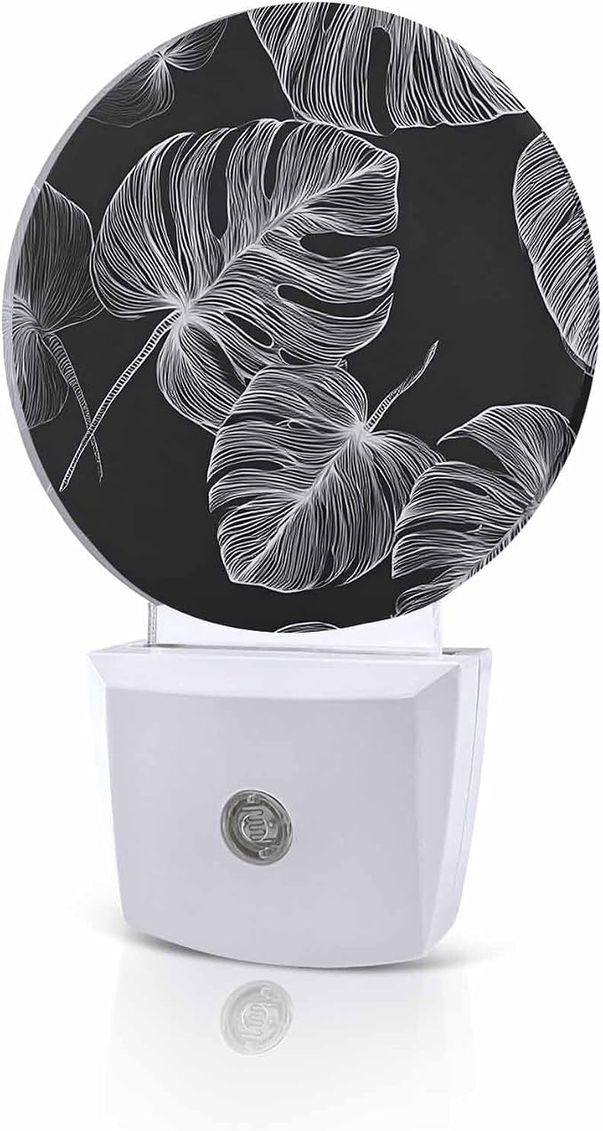Night Lights Auto Sensor Black Palm Leaves Night Light Summer Tropical Branches by Home+L6
