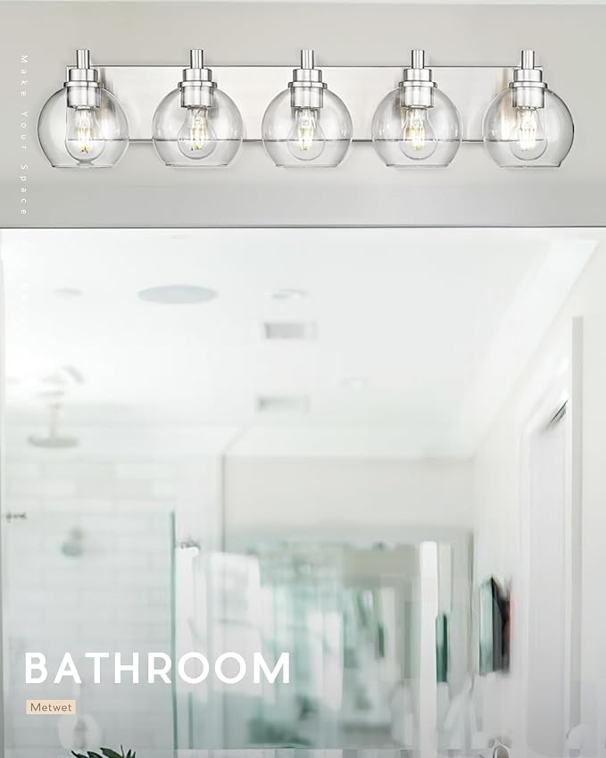 Bathroom Light Fixtures, 5 Light Brushed Nickel Vanity Light, 32 Inch Modern - Image 6