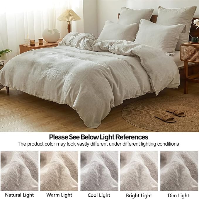 Simple&Opulence 100% Linen Duvet Cover Set 2pcs Basic Style Natural French - Image 6