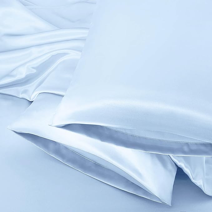 Aormenzy Satin Body Pillow Cover Set of 2, 20x54 Inches Baby Blue Body Pillow - Image 5