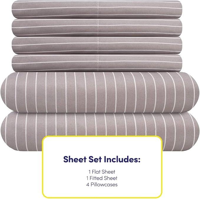 Queen Sheets Pinstripe Gray - Image 4
