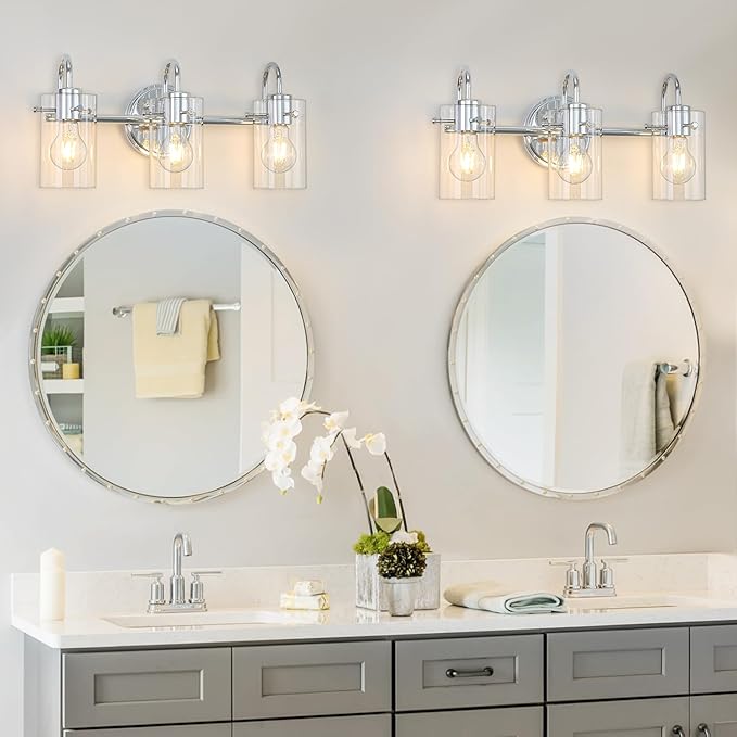 3 Lights Vanity Light, Polished Chrome Bathroom Wall Light Fixture Over Mirror - Image 5