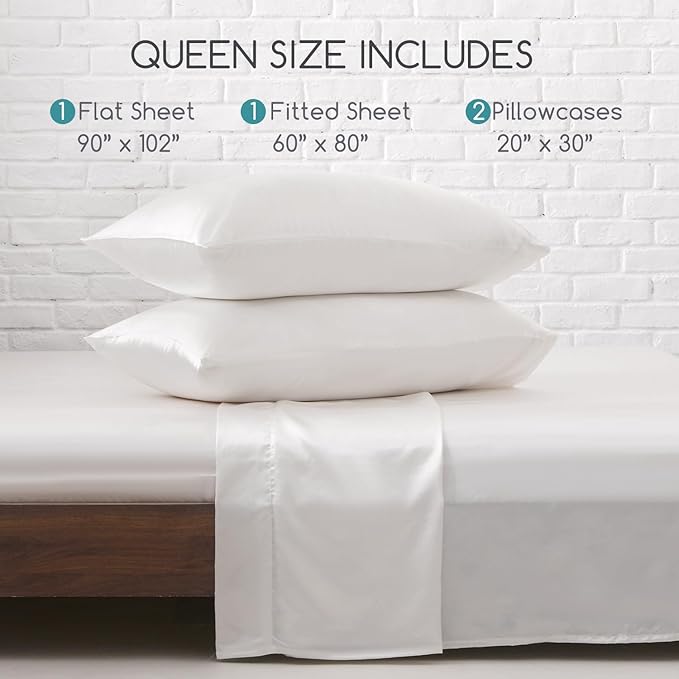 MR&HM Satin Bed Sheets, Queen Size Sheets Set - Image 7