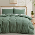 LOVQUE Duvet Cover Full Size, 100% Washed Cotton Linen Like Bedding Set by LOVQUE