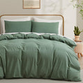 LOVQUE 100% Washed Cotton Duvet Cover King Size, Mint Green Fade-Resistant by LOVQUE