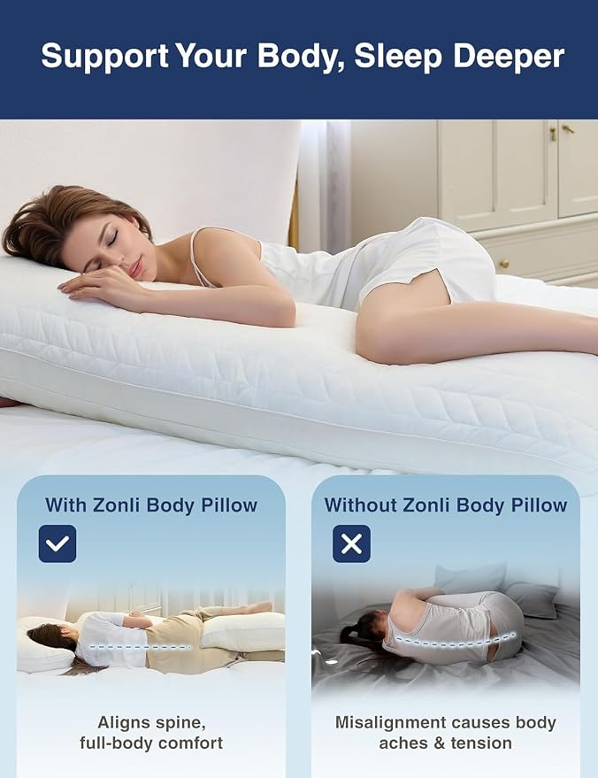 ZonLi Long Body Pillow for Adults, Firm Body Pillow - Image 2