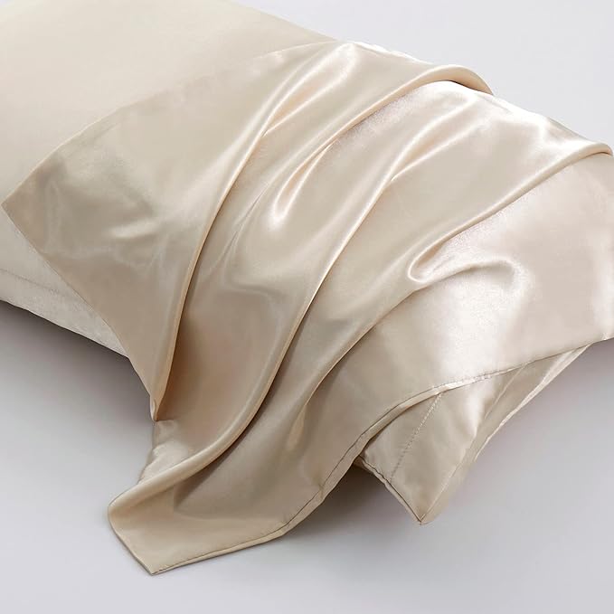 Aormenzy Satin Body Pillow Cover Set of 2, 20x54 Inches Taupe Case - Image 4