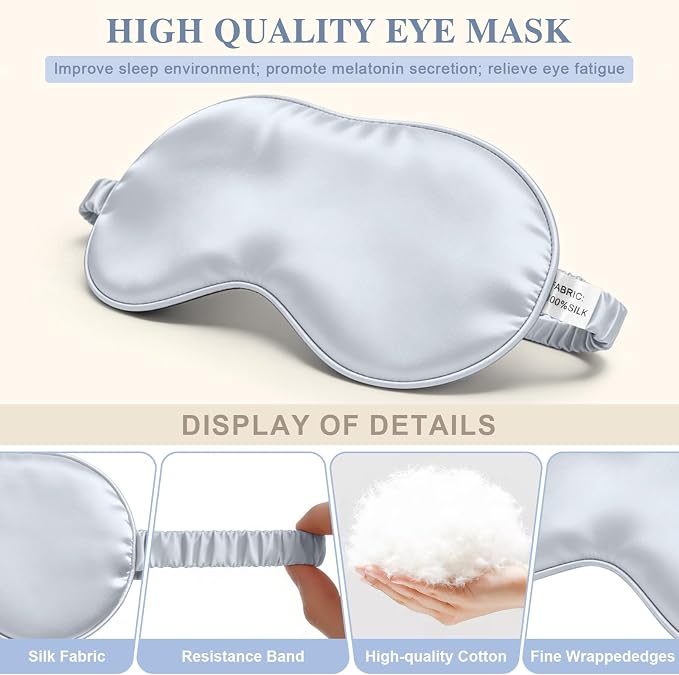 Silk Sleep Mask, Eye Mask for Sleep Women Men, Mulberry Sleeping Mask - Image 4