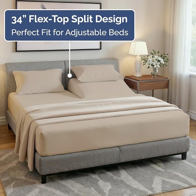 Flex Top Split Head King 4 Piece Sheet Set - Image 3