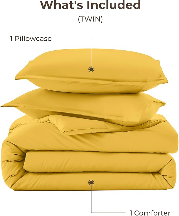 Litanika Mustard Yellow Comforter Set Twin/Twin XL Size, 2 Pieces Lightweight - Image 7