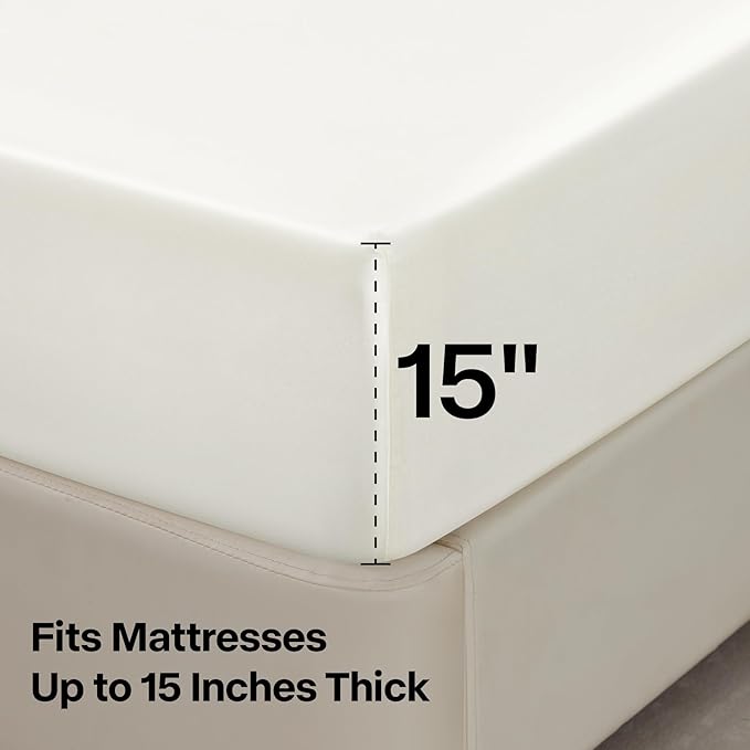 BEDELITE Satin Sheets Twin Size Bed Set, Luxury Soft Ivory White Silky Sheets - Image 6