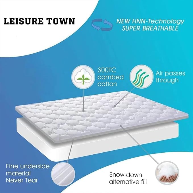 LEISURE TOWN Cotton Twin XL Mattress Pad Fitted Quilted Mattress Cover Pillow - Image 2