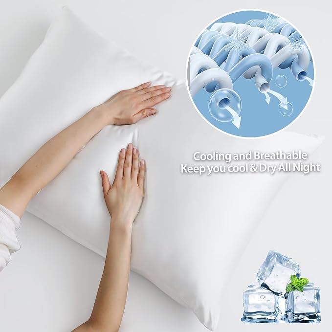 4 Pack Cooling Pillow Cases, Viscose Derived from Bamboo Pillow Protectors King - Image 4
