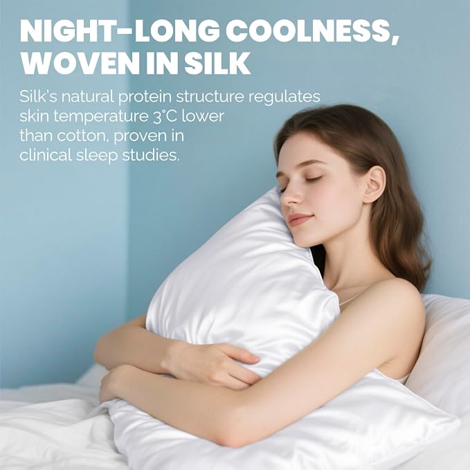 Silk Pillow Cases 2 Pack, Ravmix Both Sides Mulberry Silk Pillowcases Set of 2 - Image 5