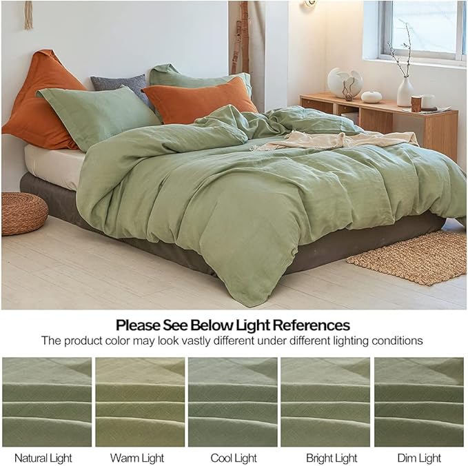 Simple&Opulence 100% Linen Duvet Cover Set 3pcs Basic Style Natural French - Image 6