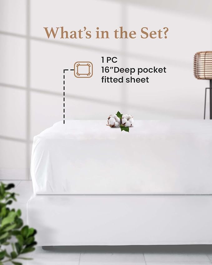 Good Sleep Bedding 800 TC Egyptian Cotton Soft & Breathable Full Fitted Sheet - Image 3